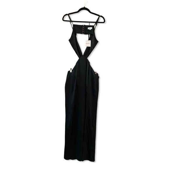 Superdown Stacie Black Cut Out maxi dress Slit Gown plunge Revolve NWT L - Picture 6 of 10